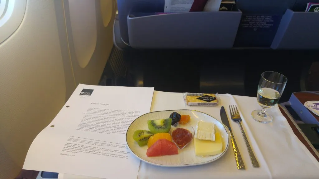 In-flight meal on the long journey toward Ho Chi Minh City