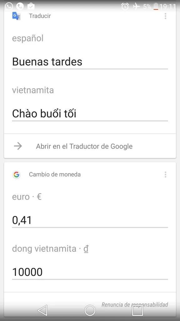Phone screenshot showing the Vietnamese dong exchange rate